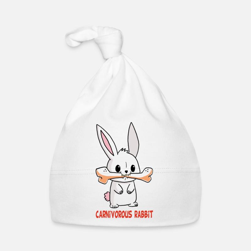Lapin blanc carnivore - Bonnet bio Bébé - blanc