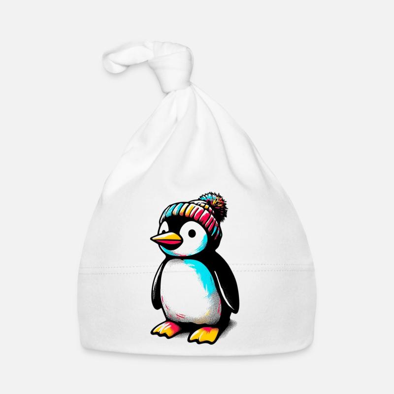 Pinguin mit winterlicher Wollmütze Baby Bio-Mütze