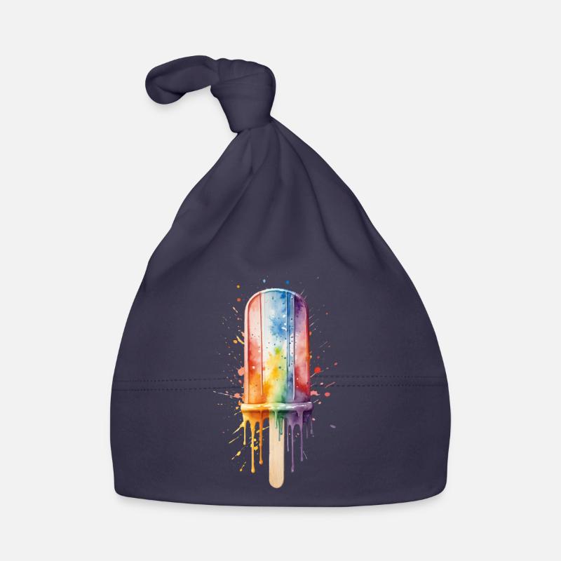 Regenbogen-Eis am Stiel mit Sommerspaß Baby Bio-Mütze