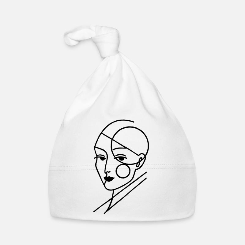 Humain géométrique noir - Bonnet bio Bébé - blanc