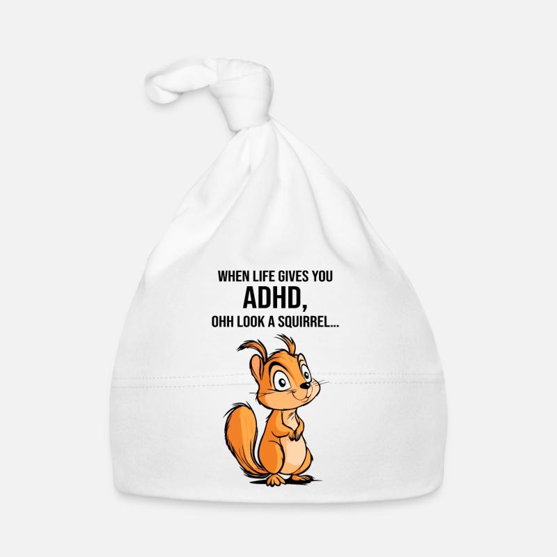 ADHS Eichhörnchen - Baby Bio-Mütze - Weiß