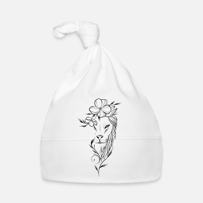 Floraler Löwe dotwork kunst Baby Bio-Mütze