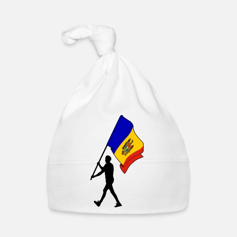 Flag Moldova man walking Organic Baby Cap
