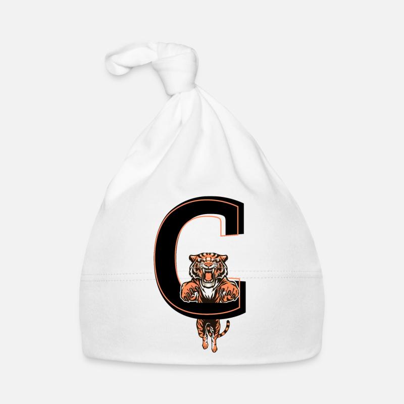 Buchstabe c Tiger - Geschenkidee - Baby Bio-Mütze - Weiß
