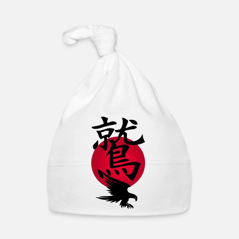 Black Eagle and Red Sun Organic Baby Cap