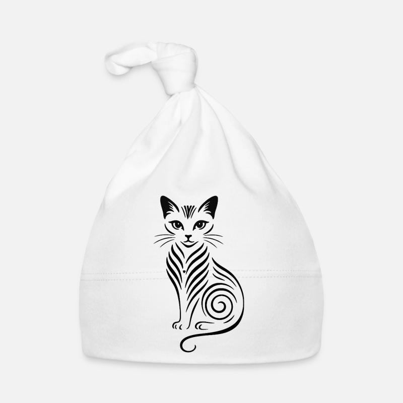 Silhouette de chat de nuit - Bonnet bio Bébé - blanc