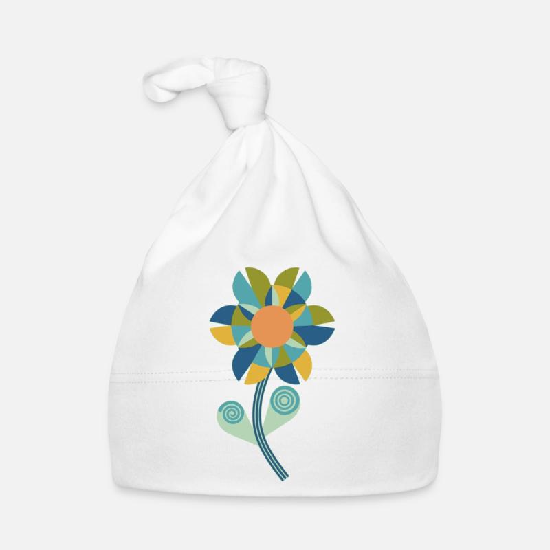Graphic floral pattern in warm colours Organic Baby Cap