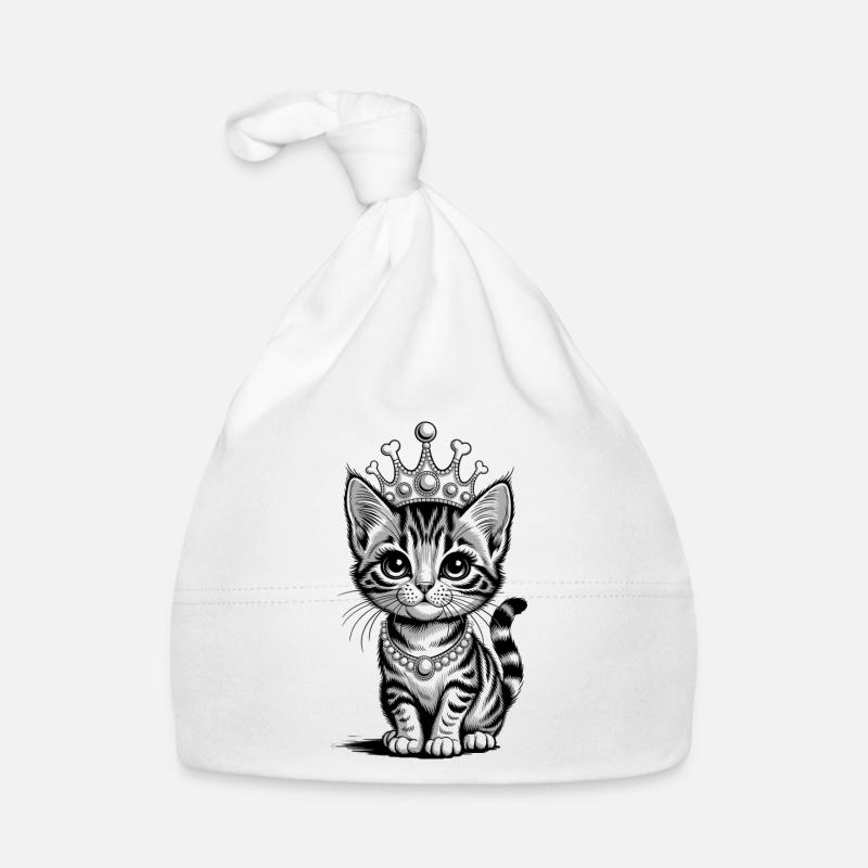 Petite reine chat avec couronne et perles Bonnet bio Bébé