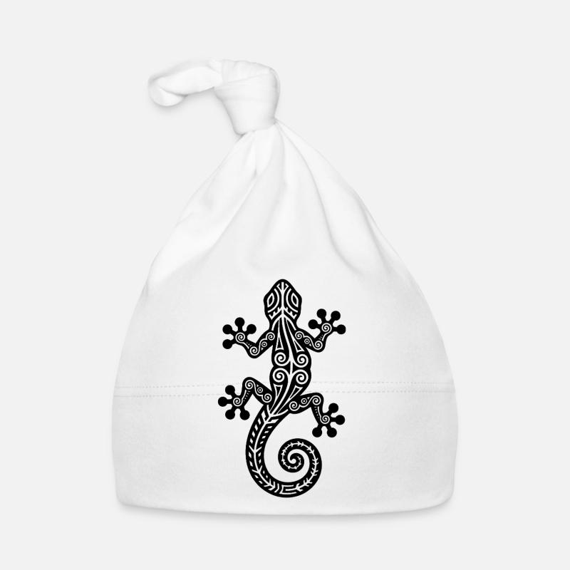 Silhouette de gecko - Design animal élégant - Bonnet bio Bébé - blanc
