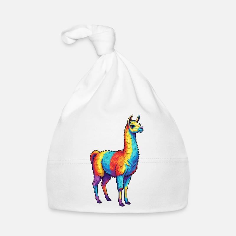 Aquarelle colorée de lamas arc-en-ciel Bonnet bio Bébé