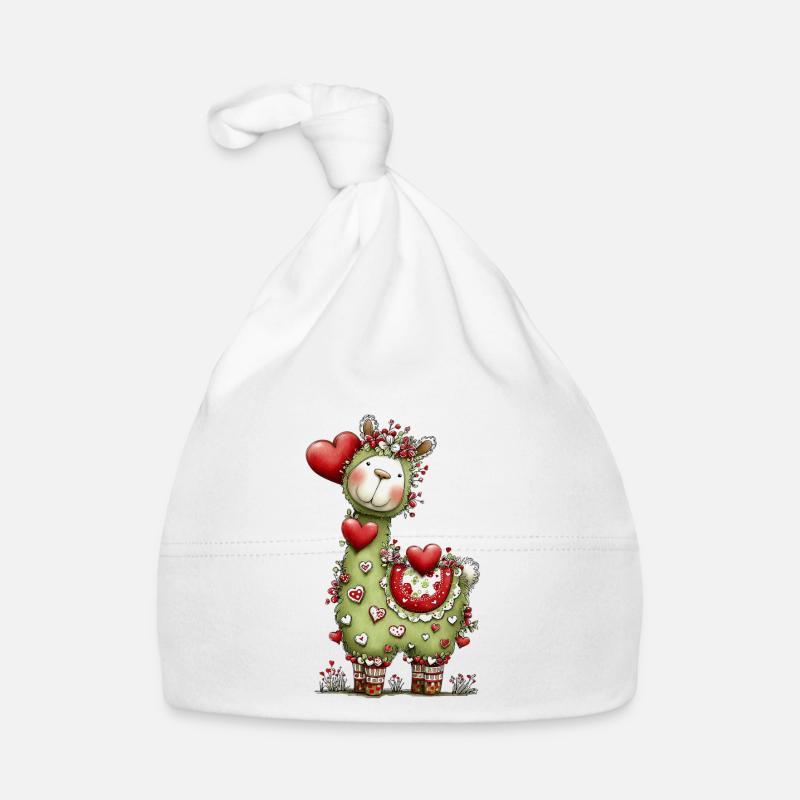Lama mit Herzen Baby Bio-Mütze