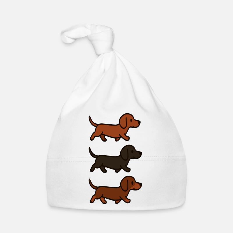 Running Dachshund Pattern Dog Illustration Organic Baby Cap