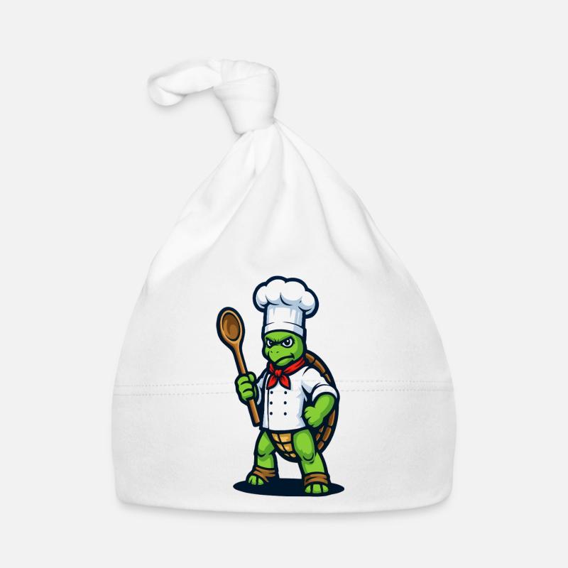 Angry Turtle Chef with Wooden Spoon Organic Baby Cap