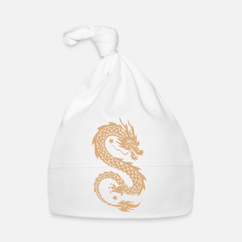 Silhouette dorée du Dragon Céleste Bonnet bio Bébé