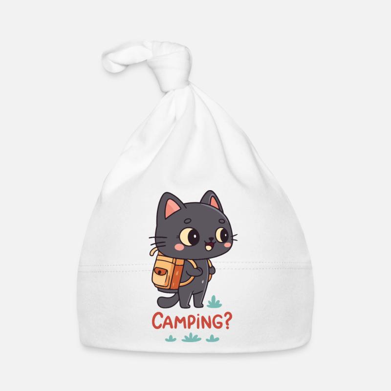 Kawaii Camping Cat and Backpack Organic Baby Cap