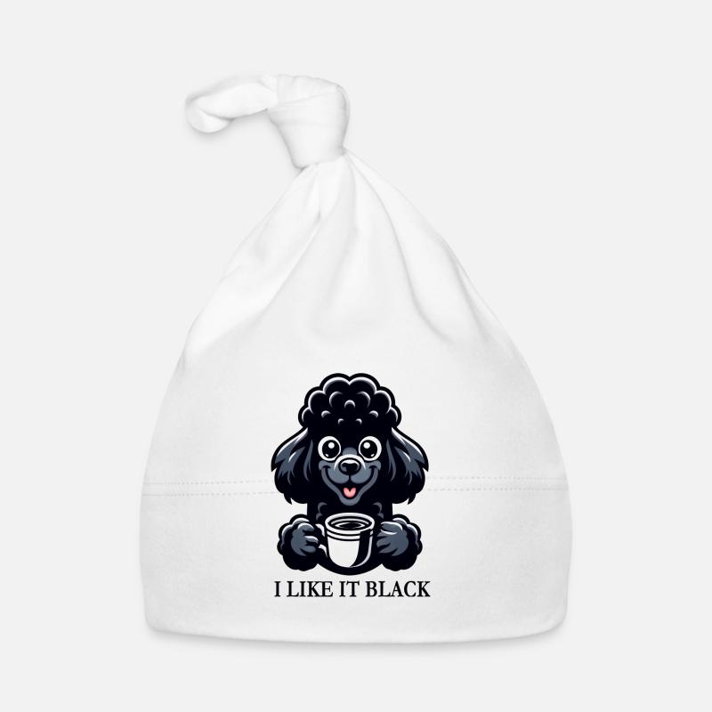 Pudel Kaffee "I like it black" Design Baby Bio-Mütze
