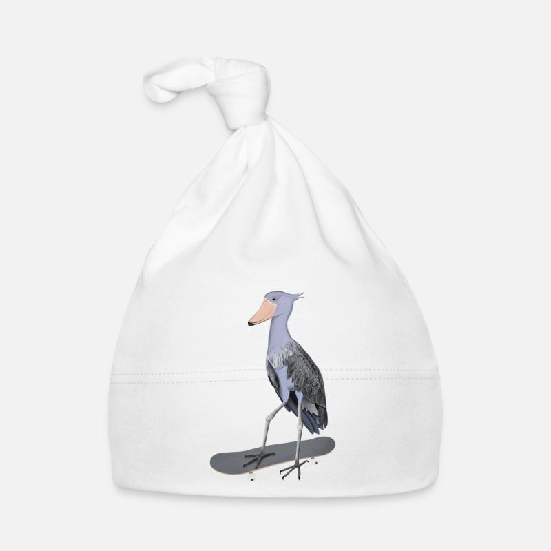 Shoebill Skateboard Bird Drôle d’animal Bonnet bio Bébé