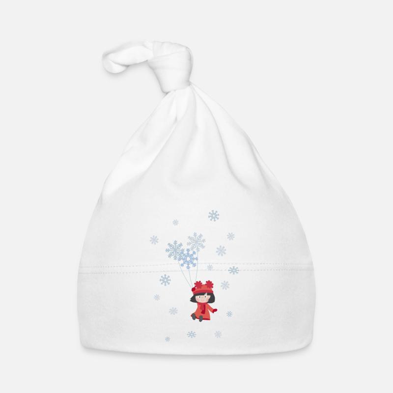 Niedliches kleines Mädchen mit Schneeflocken Baby Bio-Mütze