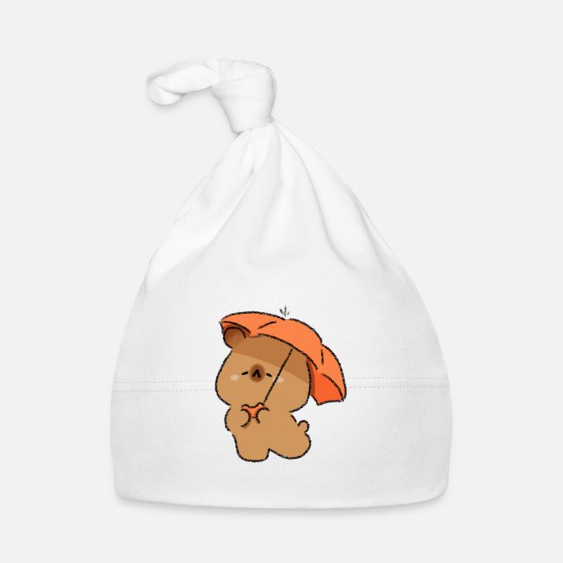Capybara and Umbrella Organic Baby Cap