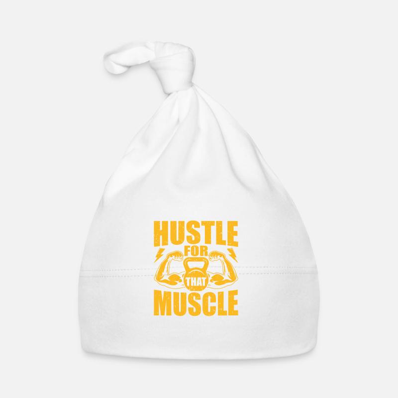 Hustle and bustle for this muscle training - Organic Baby Cap - white