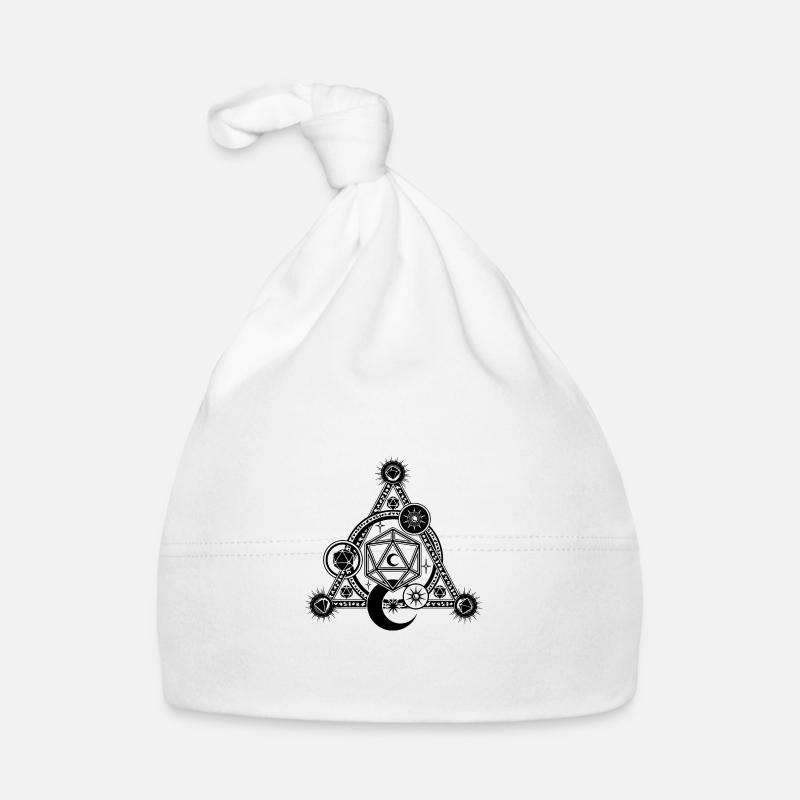 D20 Mystical Crescent Moon Magic Circle RPG - Organic Baby Cap - white