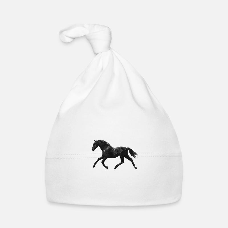Cheval Noir Low Poly Logo Art Design Noir Bonnet bio Bébé
