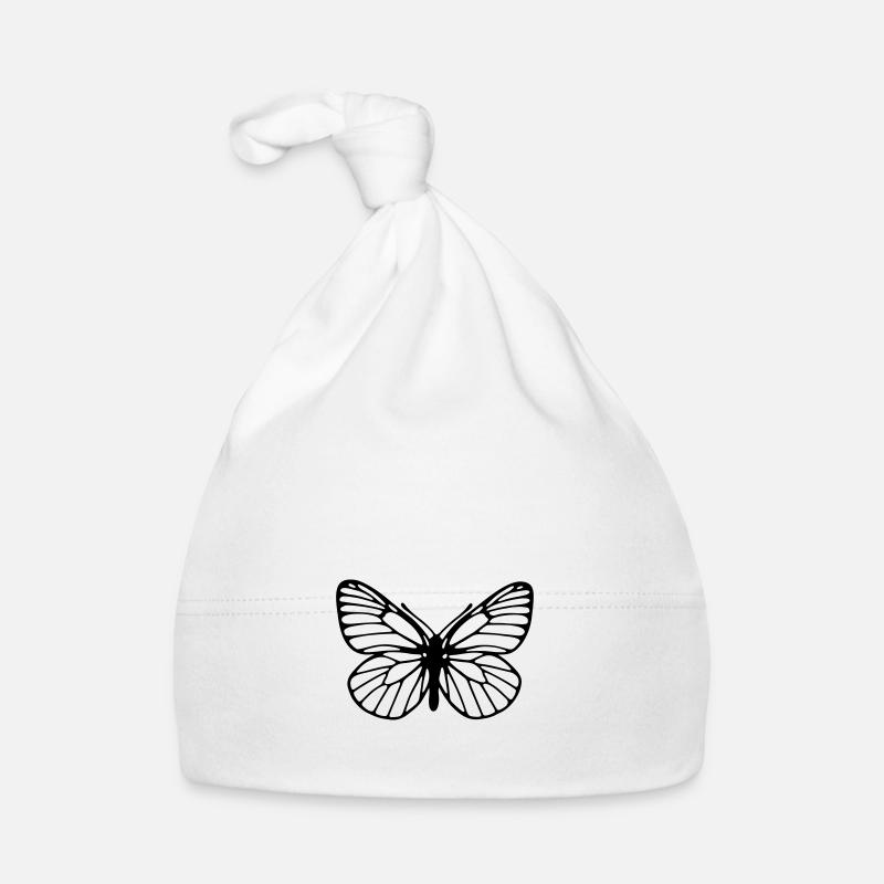 Schwarz geäderter weißer Schmetterling Baby Bio-Mütze