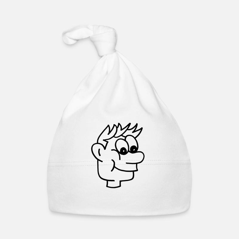 Visage de garçon de bande dessinée - Bonnet bio Bébé - blanc