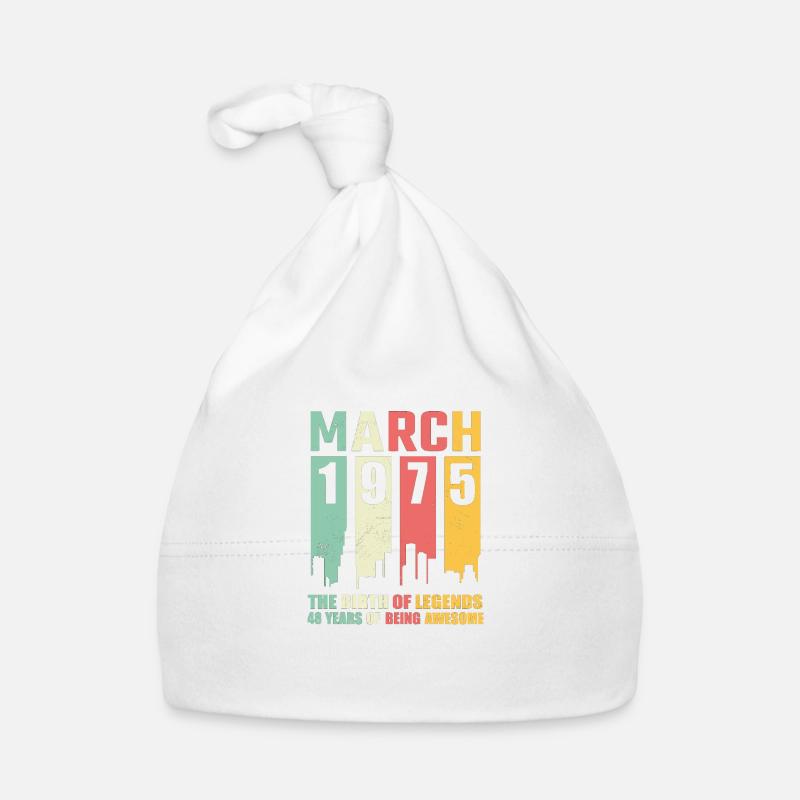 48e anniversaire Mars Né en 1975 Idée cadeau Bonnet bio Bébé