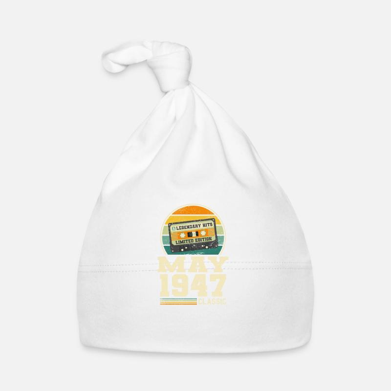 76e anniversaire Mai Né en 1947 Idée cadeau Bonnet bio Bébé