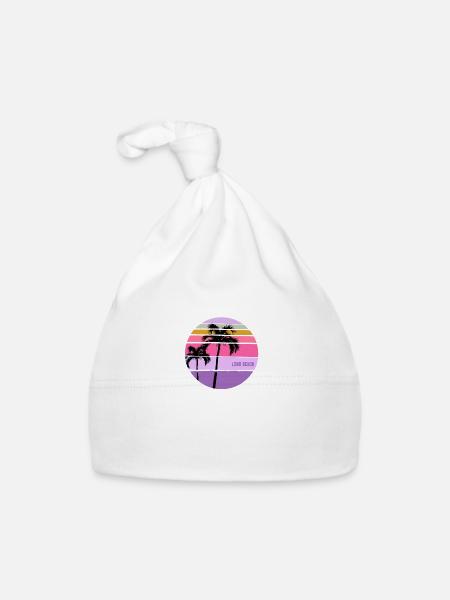 Cool Long Beach California Palm Tree Artistic - Organic Baby Cap - white - Front