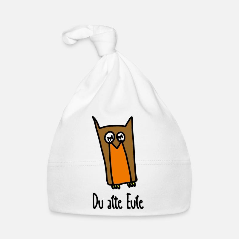 alte eule - Baby Bio-Mütze - Weiß