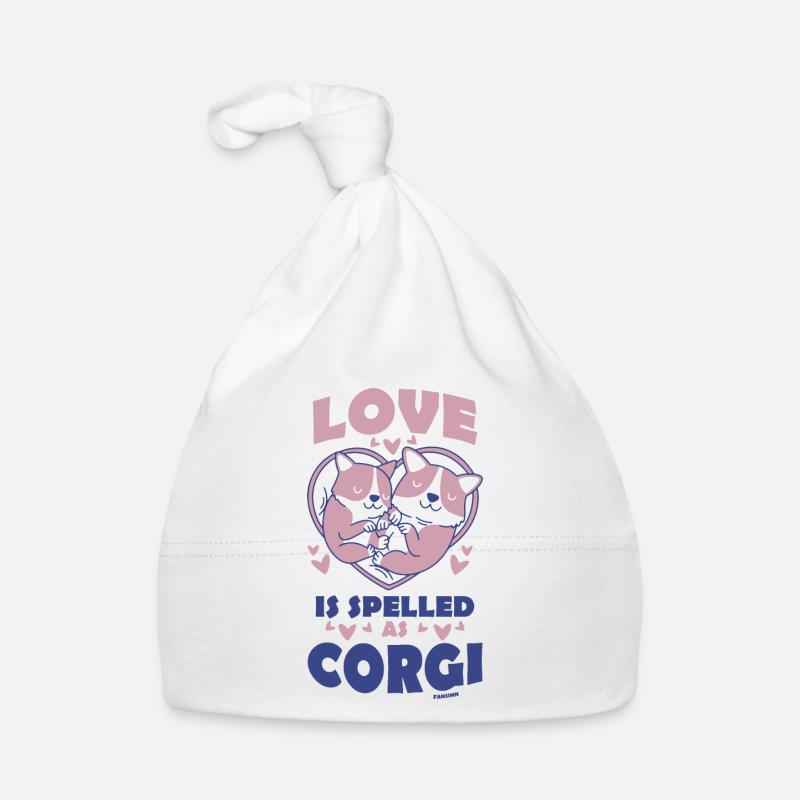 Liebe buchstabiert Corgi Baby Bio-Mütze