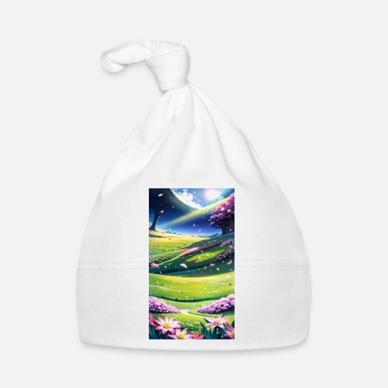 Landschaft mit 4 Bereichen, Generative KI Baby Bio-Mütze