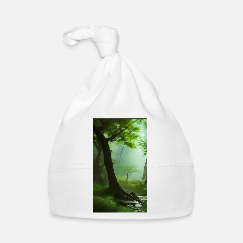 Silent forest magic - Organic Baby Cap - white