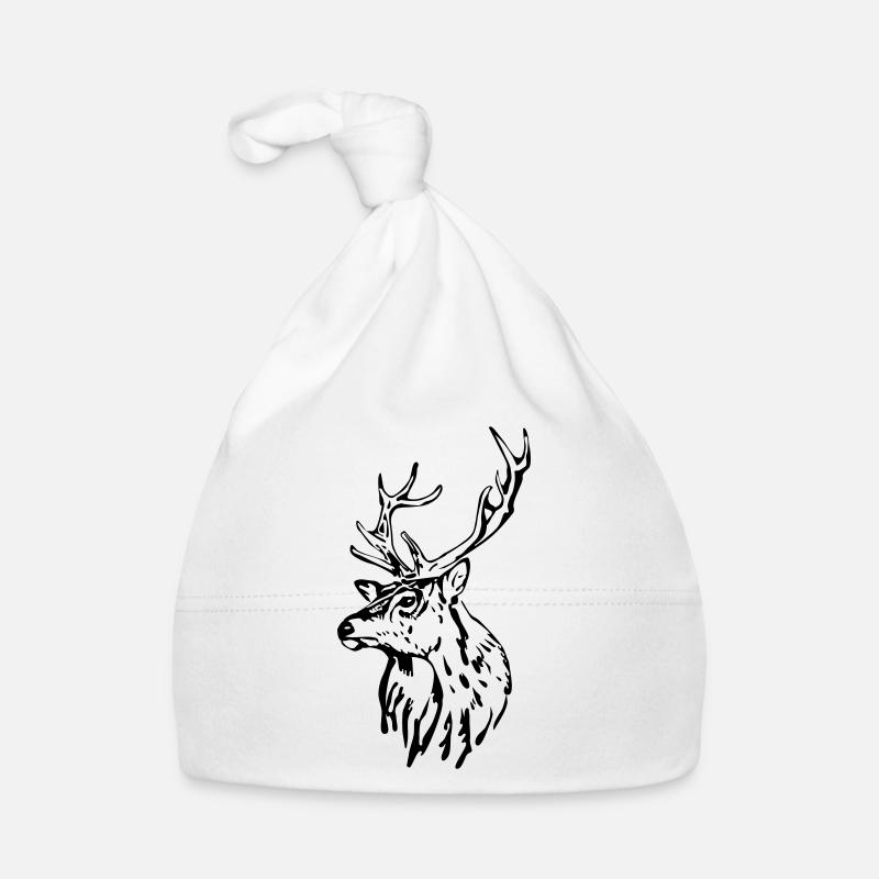Deer Head [Black] Organic Baby Cap