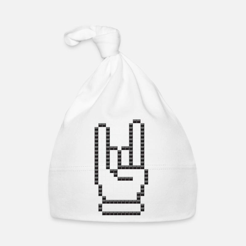 Signe des cornes (pixélisé) - Bonnet bio Bébé - blanc