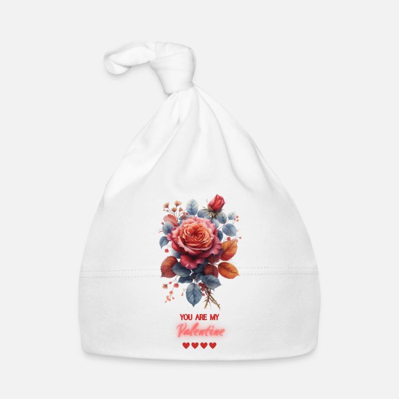 Roses : Impression d’Art de la Saint-Valentin de l’amour éternel Bonnet bio Bébé