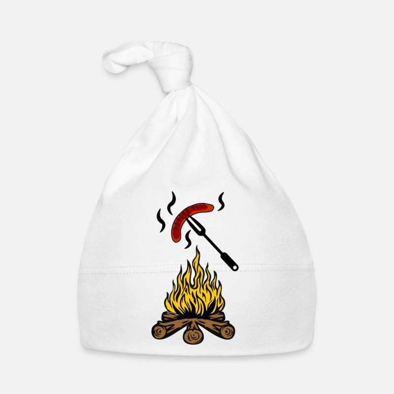 Feu de camp avec saucisse bratwurst Bonnet bio Bébé
