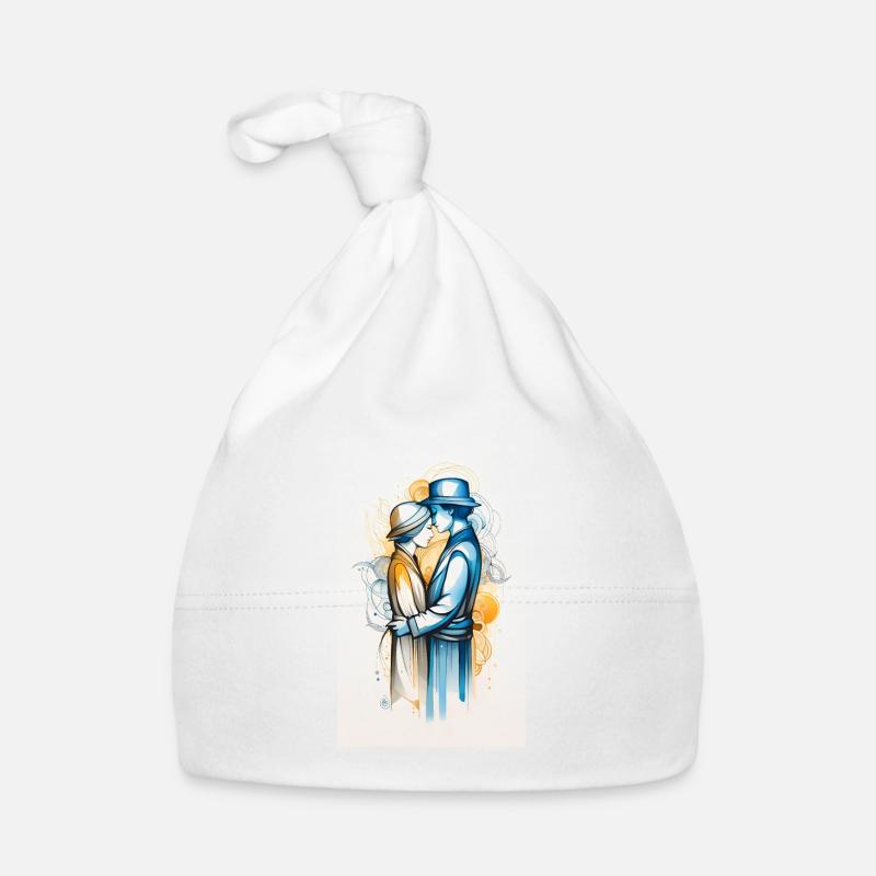 Lebhaftes goldenes und blaues Paar Baby Bio-Mütze