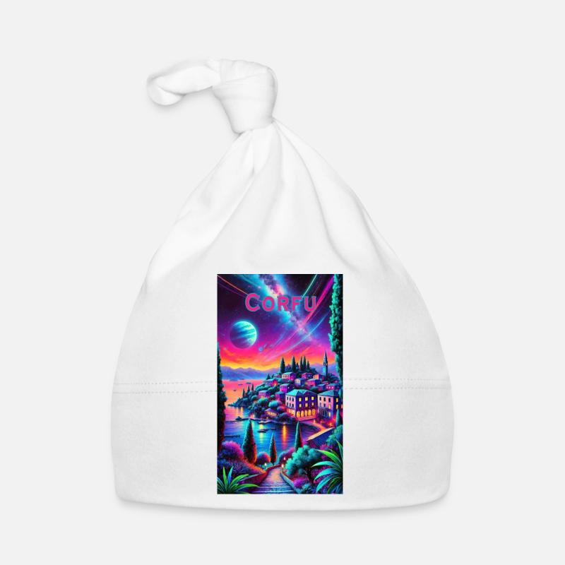 Conception des villes de Corfou en Grèce Bonnet bio Bébé