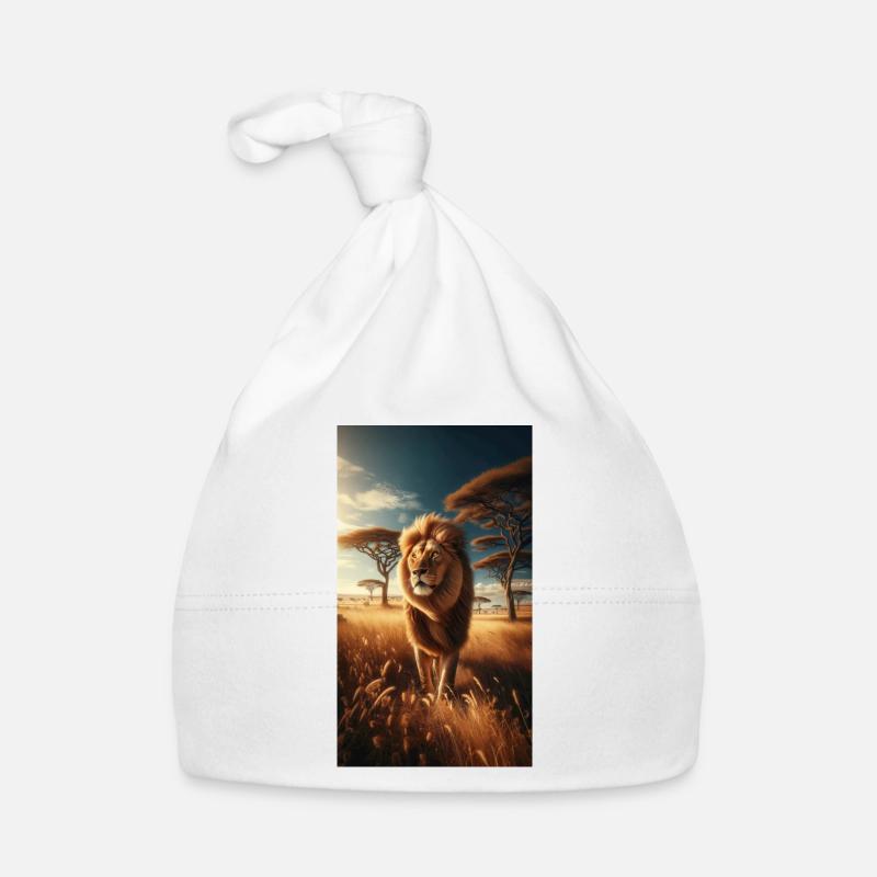 Lion sur la savane - Bonnet bio Bébé - blanc