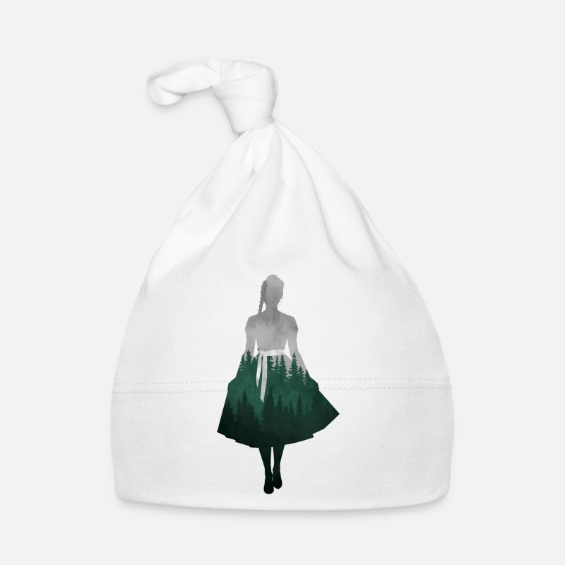 Dirndl Silhouette avec forêt – Style alpin élégant Bonnet bio Bébé