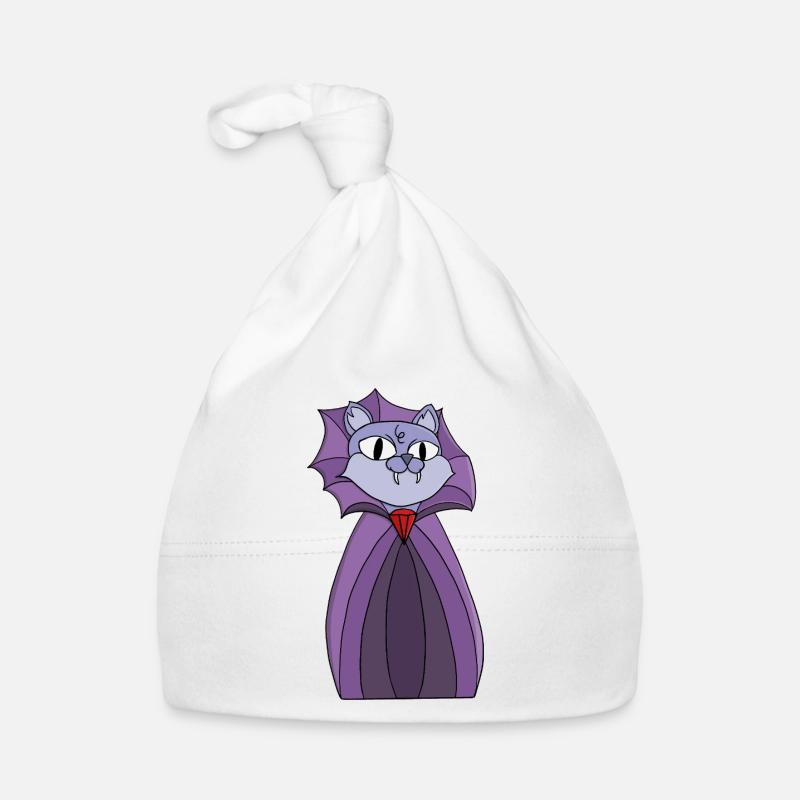 Chat vampire en cape violette Bonnet bio Bébé