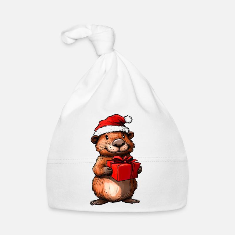 Noël castor / Castor du Père Noël Bonnet bio Bébé