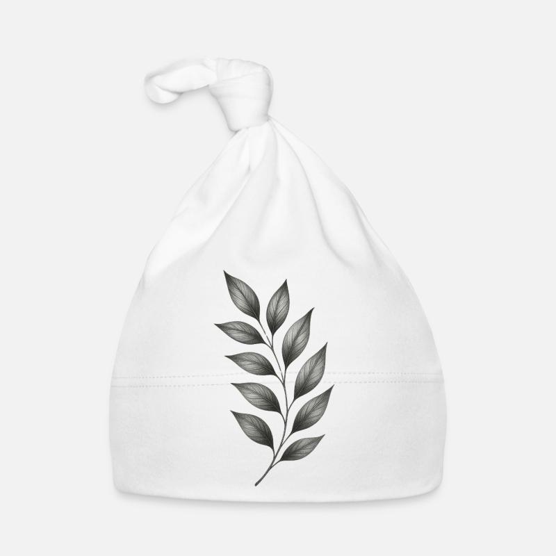 Gray Leaf Branches Botanical Minimal Lines Organic Baby Cap
