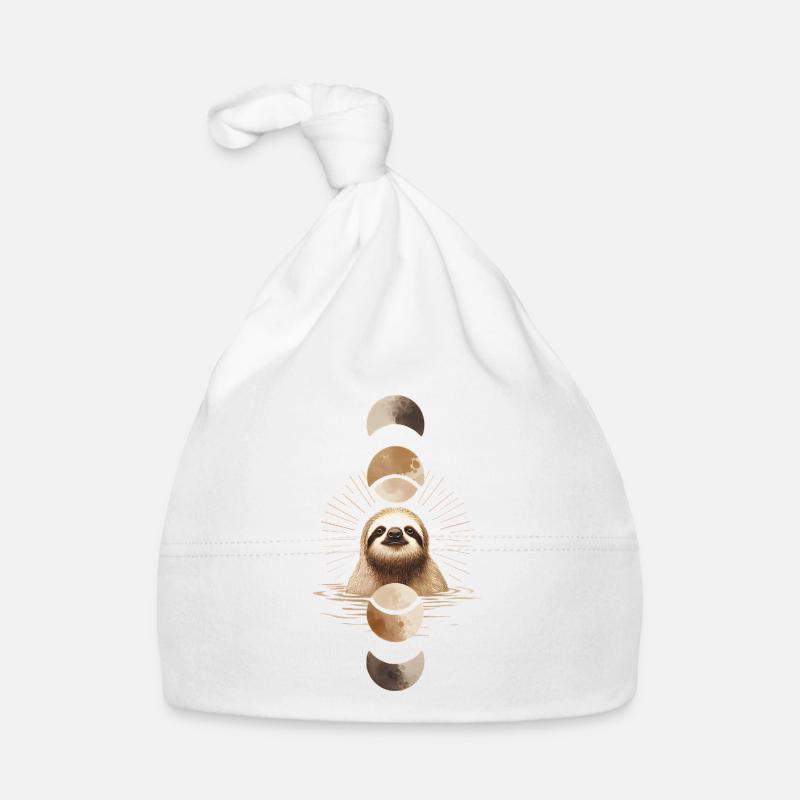 Faultier mit Mondphasen Boho Design Baby Bio-Mütze