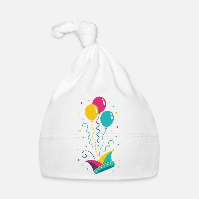 Karneval Narrenkappe mit Ballons & Konfetti Baby Bio-Mütze