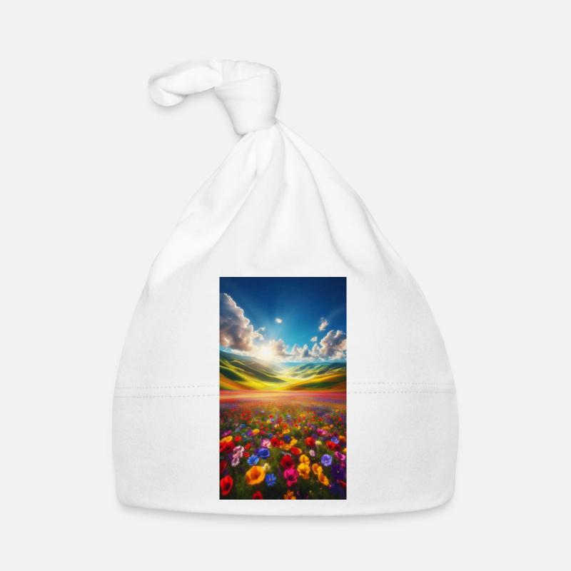 Prairie arc-en-ciel au soleil Bonnet bio Bébé