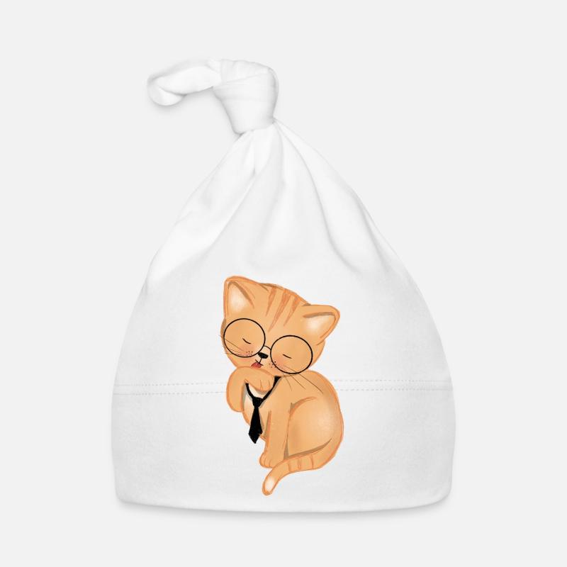 Office Cat with Tie Organic Baby Cap